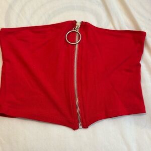 Red Zip-Up Tube Top